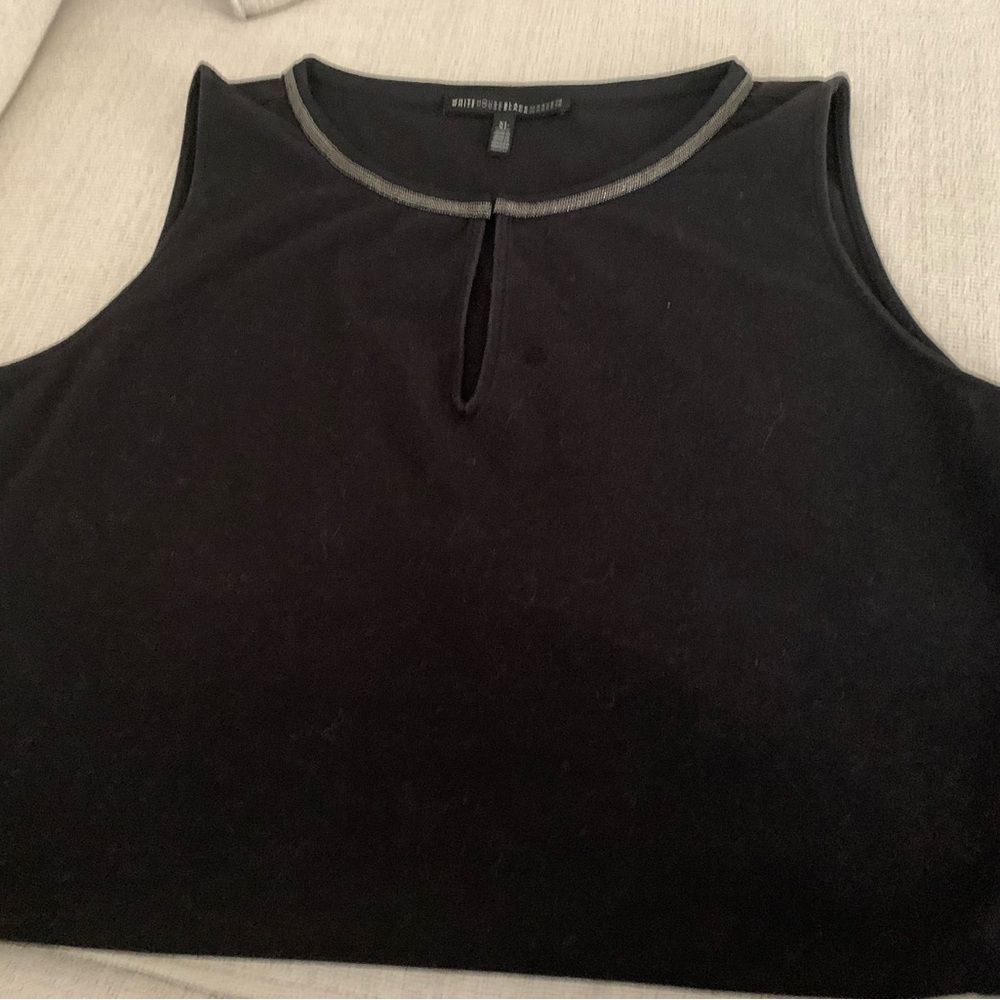 White House Black Market Black Tank Top with Silver Trim